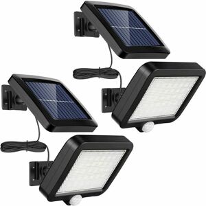 DEBUNS Lot De 2 Lampes Solaires D'Extérieur 56 Led Avec Détecteur De Mouvement, étanchéité Ip65, Angle D'éclairage 120°, Applique Murale Solaire Pour Jardin - Publicité