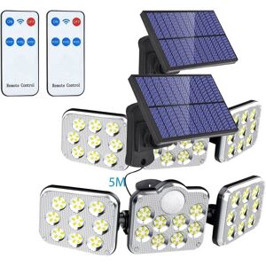 BLEOSAN Lot de 2 Lampes Solaires Exterieur avec Détecteur de Mouvement IP65 Étanche 138 led Projecteur Extérieur pour Jardin Lumière Solaire - Publicité