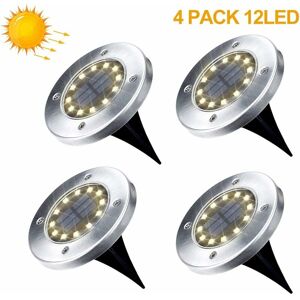 QIYAO Lot de 4 lampes solaires de jardin d'extérieur 12 led Projecteurs solaires d'extérieur de jardin Blanc chaud IP65 - RWLumière et éclairage / - Publicité