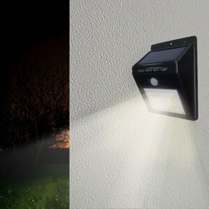 Applique Murale Solaire LED Noire 0.75W IP54 avec Detecteur de Mouvement - Blanc Froid 6000K - 8000K - SILAMP