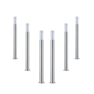 Borne Extérieure 100cm 220V IP65 ARGENT pour Ampoule E27 (Pack de 6) - SILAMP