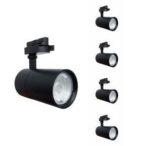 Spot LED sur Rail 30W 80° Compact Monophasé NOIR (Pack de 5) - Blanc Chaud 2300K - 3500K - SILAMP