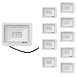 Projecteur LED Extérieur 30W IP66 BLANC (Pack de 10) - Blanc Froid 6000K - 8000K - SILAMP