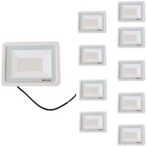 Projecteur LED Extérieur 50W IP66 BLANC (Pack de 10) - Blanc Froid 6000K - 8000K - SILAMP