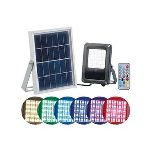 Luminea : Projecteur extérieur solaire à LED RVBB 10 W, avec télécommande - Publicité