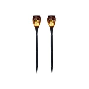 Luminea : 2 torches de jardin 64 LED avec effet flamme et batterie 2000 mAh - Publicité