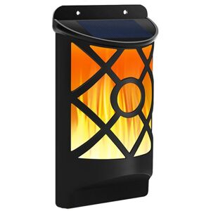 Lampe à flamme solaire d'extérieur étanche, applique murale à flamme vacillante avec capteur d'obscurité, marche/arrêt automatique, veilleuse solaire à 66 LED, conception en grille pour jardin, passage, terrasse, cour, 1 pièce - Publicité