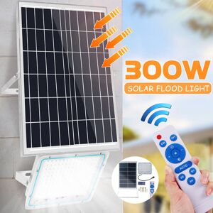 Banggood Projecteur solaire 300W 300LED 5000LM avec télécommande, capteur de lumière et minuterie, extérieur étanche IP65 - Publicité