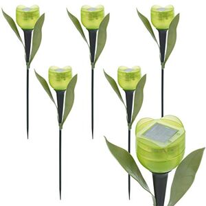 ausuky Lot de 6 lampes solaires à LED en forme de tulipe pour extérieur Vert - Publicité