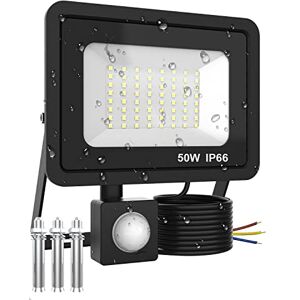 Maxesla Projecteur LED Détecteur de Mouvement 50W, 5000LM Spot LED Extérieur, Étanche IP66 Projecteur Exterieur LED, 6000K Blanc Froid Projecteur LED Exterieur Detecteur de Mouvement Pour Cour, Garage,Patio - Publicité