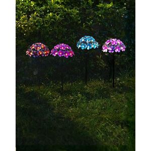 garden mile Lot de 4 lampes solaires d'extérieur – Éclairage de chemin de fleurs étanches et colorées pour jardin, extérieur, décoration d'allée (4 lampes en forme de fleur) - Publicité