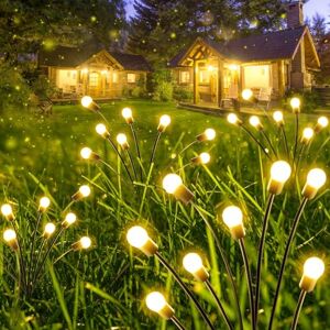 Albelt Lot de 6 lampes solaires de jardin, 48 LED, lucioles, lampes solaires d'extérieur (balancement par le vent), lampes solaires étanches pour extérieur, décoration de jardin féérique, cour, patio, allée, - Publicité