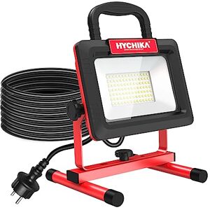 HYCHIKA BETTER TOOLS FOR BETTER LIFE 100W Projecteur Chantier LED, HYCHIKA 12,000LM Projecteur LED Ultra-Lumineux, IP66 Etanche Spot LED Extérieur Intérieur, Rotation à 360°, Câble 2M, Pour Garage Atelier Bricolage Construction - Publicité