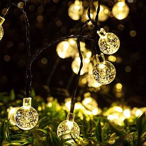 Mr.Twinklelight Guirlande Solaire Extérieure, 10m 52 LED Guirlande Lumineuse Boules Cristal avec 8 Modes d'éclairage Lumière Décoration pour Noël, Arbre, Jardin, Terrasse, Balcon, Blanc Chaud - Publicité