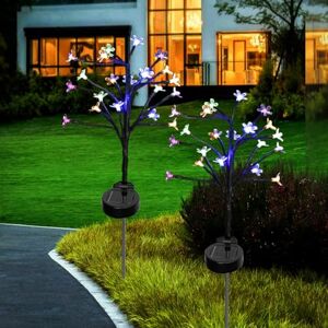 ZQX Lot de 2 lampes solaires pour jardin extérieur, 16 LED, simulations solaires d'arbre, lampes de jardin avec fleurs de cerisier, décoration pour terrasse, patio, balcon, multicolore - Publicité