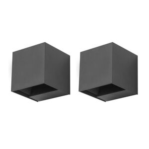 Applique Extérieure LED (2 pcs) Lumière Modulable 4000K Gris Rex Gris 8x8x8cm