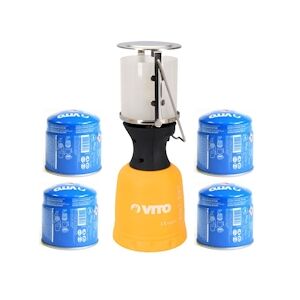 Vito lampe à gaz + 4 cartouches gaz 190gr lanterne pour bouteille camping gaz 190g perçable Garden