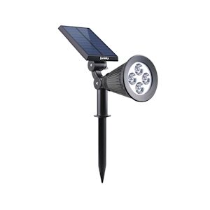 Lumijardin spot solaire projecteur 2 en 1 à piquer ou à fixer dimmable LED blanc SPIKY W34 H42cm Lumi jardin
