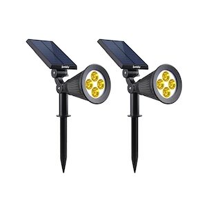 Lumijardin spots solaires projecteurs 2 en 1 à piquer ou à fixer dimmable LED blanc chaud SPIKY WARM H42cm x2 Lumi jardin