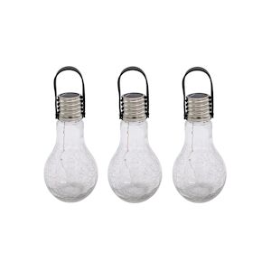 Lumijardin ampoules solaires verre craquelé à poser ou à suspendre micro LED blanc chaud CRACK EDISUN H22cm x3 Lumi Jardin
