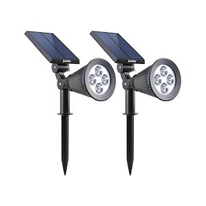 Lumijardin spots solaires projecteurs 2en1 à piquer ou à fixer éclairage puissant dimmable LED blanc SPIKY H42cm x2 Lumi jardin