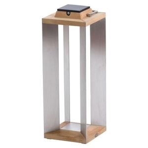 Les Jardins Lanterne extérieur Les Jardins TECKINOX-Lanterne d'extérieur LED rechargeable & solaire Bois/Inox H65,5cm Bois