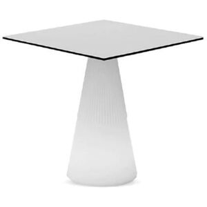 Deco lumineuse exterieur New Garden ITACA-Table lumineuse LED d'exterieur RGB solaire rechargeable H70cm Ø60cm Blanc