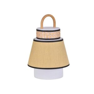 Market Set Lampe à poser extérieur Market Set SINGAPOUR-Baladeuse extérieure LED Bambou / Textile / Cannage 2 intensités H32,5cm Jaune