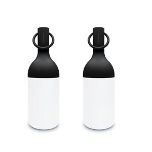 Lampe a poser exterieur DesignerBox ELO BABY-Lot 2 lampes LED bouteille nomade d'exterieur tactile H22cm Noir