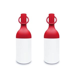 Lampe a poser exterieur DesignerBox ELO BABY-Lot 2 lampes LED bouteille nomade d'exterieur tactile H22cm Rouge