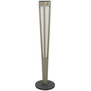 Borne exterieur Les Jardins TINKA TECKA-Torche d'exterieur LED a poser rechargeable & solaire Bois/Ardoise H120cm Gris