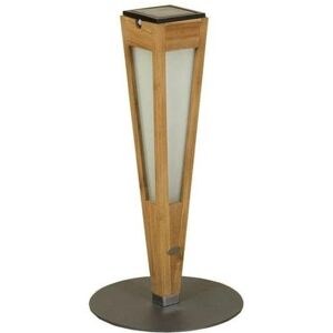 Borne exterieur Les Jardins TINKA TECKA-Torche d'exterieur LED a poser rechargeable & solaire Bois/Ardoise H52cm Bois