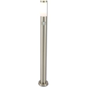 ISOLED Borne lumineuse 1100 inox, IP44, detecteur de mouvement PIR, blanc chaud, avec ampoule E27 - Lampes sur pied, murales et de plafond (exte...