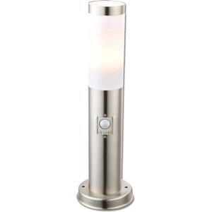 ISOLED Borne lumineuse 450 inox, IP44, detecteur de mouvement PIR, blanc chaud, avec ampoule LED - Lampes sur pied, murales et de plafond (exter...