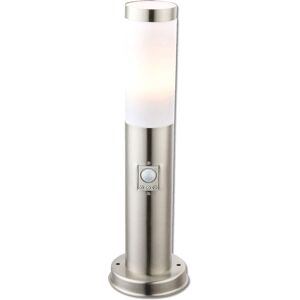 ISOLED Borne lumineuse 450 inox, IP44, détecteur de mouvement PIR, blanc chaud, avec ampoule LED - Lampes sur pied, murales et de plafond (extér...