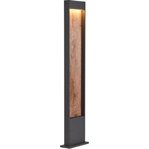 SLV FLATT 100, borne exterieure, anthracite/imitation bois, LED, 9,7W, 3000K/4000K, IP65 - Lampes sur pied, murales et de plafond (exterieur)