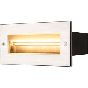 SLV BRICK, encastré mural extérieur, asymétrique, inox, LED, 11W, 3000K, IP65, collerette inox - Luminaires encastrés (extérieur)