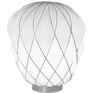 FONTANA ARTE lampe de table PINECONE Ø 30 cm (Blanc / Cage chromee - Verre souffle et metal)