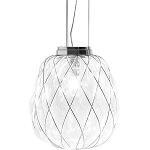 FONTANA ARTE lampe de suspension PINECONE Ø 30 cm (Transparente / Cage chromée - Verre soufflé et métal)