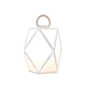 CONTARDI lampe de table / lampadaire MUSE BATTERY OUTDOOR pour extérieur (Medium blanc perle - acrylique, métal et Cuir)
