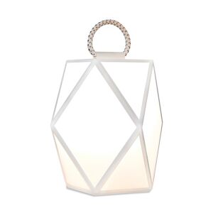 CONTARDI lampe de table / lampadaire MUSE OUTDOOR pour extérieur (Large blanc perle - acrylique, métal et Cuir)