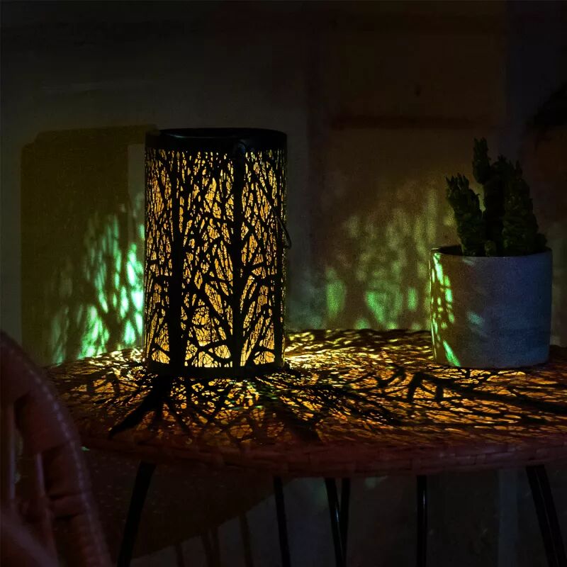 IDMarket Lanterne solaire à LED motifs arbres à poser ou suspendre