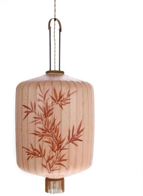 HKliving Suspension HKliving LANTERN XL-Suspension Bambou/Textile Ø45cm Beige