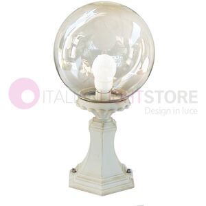 LIBERTI LAMP linea GARDEN Orione Bianco S25 Paletto Luce Da Cancello Per Esterno Giardino Sfera Globo D.25