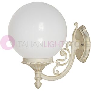 Liberti Lamp Linea Garden Orione Bianco S25 Lampada A Parete Da Esterno Giardino Sfera Globo D.25