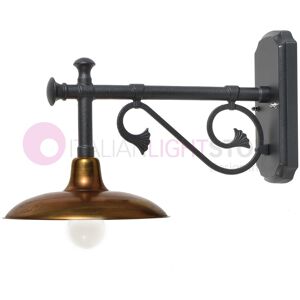 LIBERTI LAMP linea GARDEN Nike Antracite Lampada A Parete Da Esterno Con Piatto In Ottone Anticato