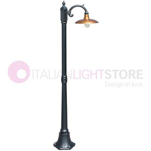 LIBERTI LAMP linea GARDEN Nike Antracite Lampione Da Giardino 1 Luce Con Piatto In Ottone Anticato