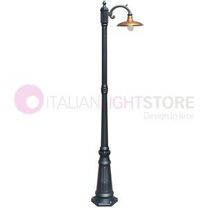 LIBERTI LAMP linea GARDEN Nike Antracite Lampione Da Giardino 1 Luce Con Piatto In Ottone Anticato