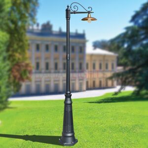 LIBERTI LAMP linea GARDEN Nike Antracite Lampione Da Giardino 1 Luce Con Piatto In Ottone Anticato