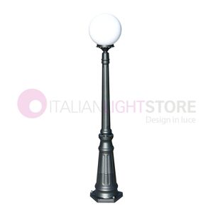 LIBERTI LAMP linea GARDEN Orione Antracite Lampione H. 145 Per Esterno Giardino Con Sfera Globo Policarbonato D.25